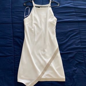 White dress with rimestone bottom